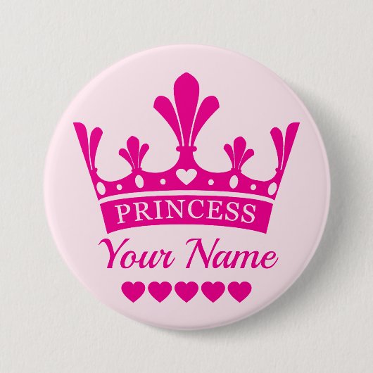 Rosa Princess Crown Button (Vorderseite)