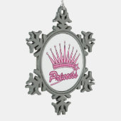Rosa Princess Crown Schneeflocken Zinn-Ornament (Links)