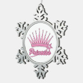 Rosa Princess Crown Schneeflocken Zinn-Ornament (Rechts)