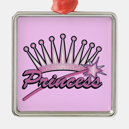 Rosa Princess Crown Silbernes Ornament (Vorne)