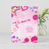 Rosa Princess Duck - Geburtstag individuell anpass Einladung (Stehend Vorderseite)