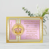 Rosa Princess Geburtstagspartei Einladung (Stehend Vorderseite)