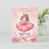 Rosa Princess Girl Birthday Einladung (Stehend Vorderseite)