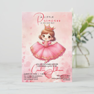 Rosa Princess Girl Birthday Einladung