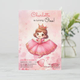 Rosa Princess Girl Birthday Einladung