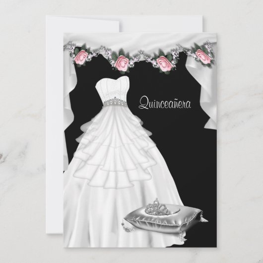 Rosa Princess Quinceanera Einladung (Vorderseite)