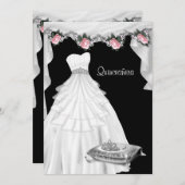 Rosa Princess Quinceanera Einladung (Vorne/Hinten)