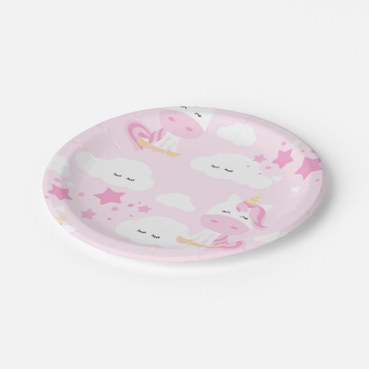 Rosa Princess & Unicorn Party Teller (Schrägansicht)