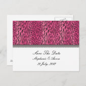 Rosa Print Animal Skin Save the Date Postcard Ankündigungspostkarte (Vorne/Hinten)
