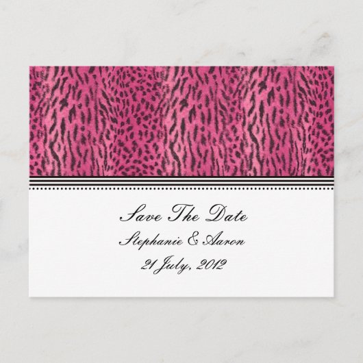 Rosa Print Animal Skin Save the Date Postcard Ankündigungspostkarte (Vorderseite)
