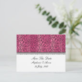 Rosa Print Animal Skin Save the Date Postcard Ankündigungspostkarte (Stehend Vorderseite)
