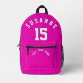 Rosa Print Cut Nähen Fußballsport Girls Fuchsia Bedruckter Rucksack (Vorderseite)