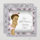 Rosa Prinzessin 1. Geburtstag Party Einladung (Vorne/Hinten)