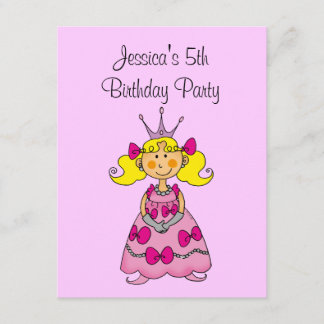 Rosa Prinzessin 5. Geburtstagsparty personalisiert Einladung