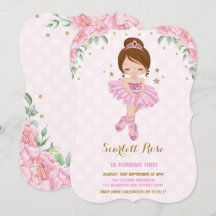Rosa Prinzessin Ballerina Birthday Invite Tutu Par