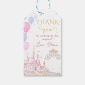 Rosa Prinzessin Burg Geburtstagsparty Geschenkanhänger (Vorderseite)