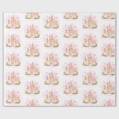 Rosa Prinzessin Burg Geburtstagsparty Geschenkpapier (Flach)
