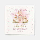 Rosa Prinzessin Burg Geburtstagsparty Neapel Serviette (Vorderseite)