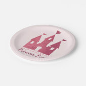 Rosa Prinzessin Burg Geburtstagsparty Pappteller (Schrägansicht)