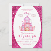 Rosa Prinzessin Burg Mädchen Geburtstagsparty Einladung (Vorderseite)