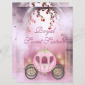 Rosa Prinzessin Carriage Enchanted Sweet 16 Einladung (Vorne/Hinten)