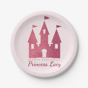 Rosa Prinzessin Castle Birthday Party Pappteller