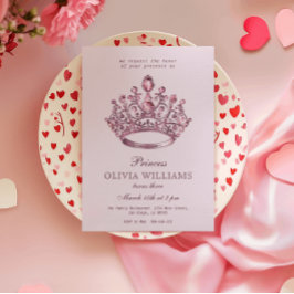 Rosa Prinzessin Crown Elegante Geburtstagsparty Einladung