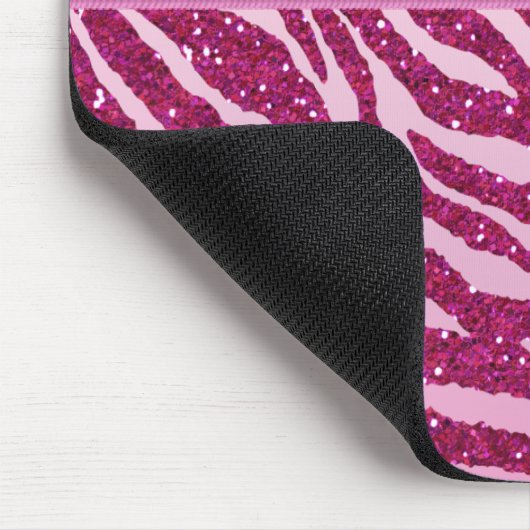 Rosa Prinzessin Crown Zebra Glitter Print Mousepad (Ecke)