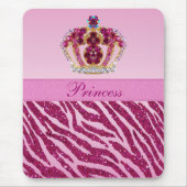 Rosa Prinzessin Crown Zebra Glitter Print Mousepad (Vorne)