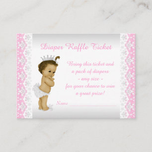 Rosa Prinzessin Diaper Raffle Ticket Begleitkarte