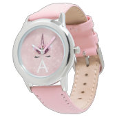 Rosa Prinzessin Einhorn Rose Gold Rosa Rosa Glitze Armbanduhr (Schrägansicht)