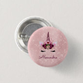 Rosa Prinzessin Einhorn Rose Gold Rosa Rosa Glitze Button (Vorne & Hinten)