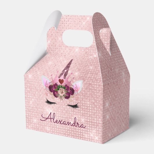 Rosa Prinzessin Einhorn Rose Gold Rosa Rosa Glitze Geschenkschachtel (Vorderseite)
