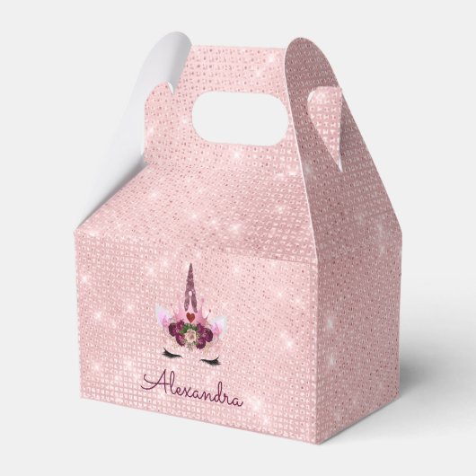 Rosa Prinzessin Einhorn Rose Gold Rosa Rosa Glitze Geschenkschachtel (Vorderseite)