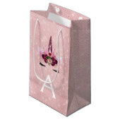 Rosa Prinzessin Einhorn Rose Gold Rosa Rosa Glitze Kleine Geschenktüte (Vorderseite Schrägansicht)