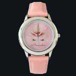 Rosa Prinzessin Einhorn Rose Gold Rosa Weihnachten Armbanduhr<br><div class="desc">Blush Pink Princess Einhorn Weihnachtsfeiern Sparkle und Glitzer Rose Gold Blush Pink Watch sind perfekt für eine Rose Gold oder Blush Pink Weihnachtsgeschenk. Diese Rosa Prinzessin Unicorn Holiday Watch eignet sich perfekt für ein gürteliges,  rosa Geburtstagsparty-Geschenk. Diese Uhr kann Ihren Signatur-Monogramm-Namen enthalten.</div>