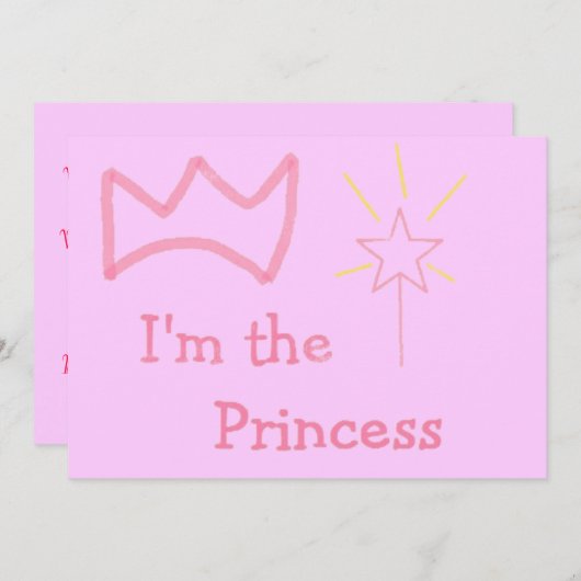 Rosa Prinzessin Einladung (Vorne/Hinten)