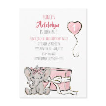 Rosa Prinzessin Elephant Child's 1. Geburtstag Par