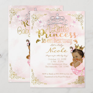 Rosa Prinzessin Funkel Tutu & Krone Baby Shower Einladung