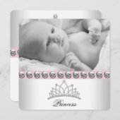 Rosa Prinzessin Geburtshinweise Ankündigung (Vorne/Hinten)