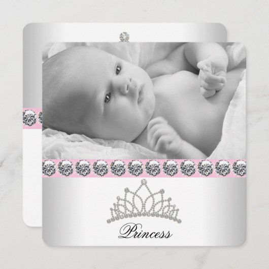 Rosa Prinzessin Geburtshinweise Ankündigung (Vorne/Hinten)