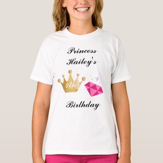 Rosa Prinzessin Geburtstagspartei T - Shirt (Vorderseite)