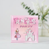 Rosa Prinzessin Geburtstagsparty Einladung (Stehend Vorderseite)