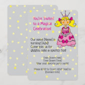 Rosa Prinzessin Geburtstagsparty Einladung (Vorne/Hinten)
