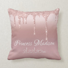 Rosa Prinzessin Glitzer Elegante Typografie Stats Kissen