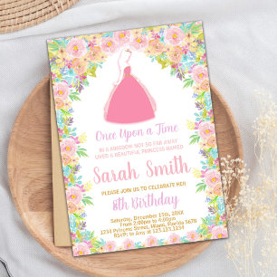 Rosa Prinzessin Glitzer Prinzessin zum Geburtstag  Einladung