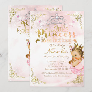 Rosa Prinzessin Glitzer-Tutu und Krone Baby Shower Einladung