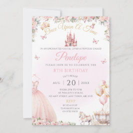 Rosa Prinzessin Kleid Geburtstagsparty einladen Einladung