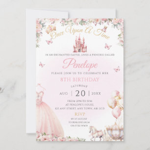 Rosa Prinzessin Kleid Geburtstagsparty einladen Einladung