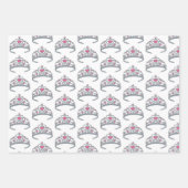 Rosa Prinzessin Königin Tiara Dress Up Kronherz Geschenkpapier Set (Vorderseite 3)